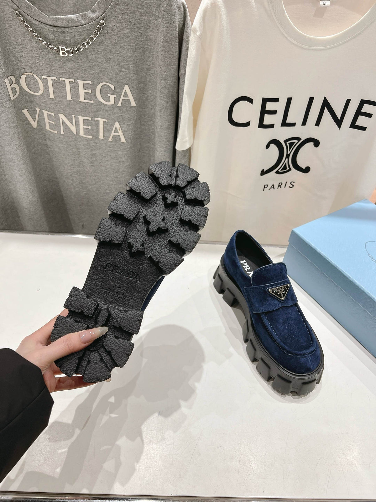 MONOLITH LOAFERS IN NAVY BLUE SUEDE