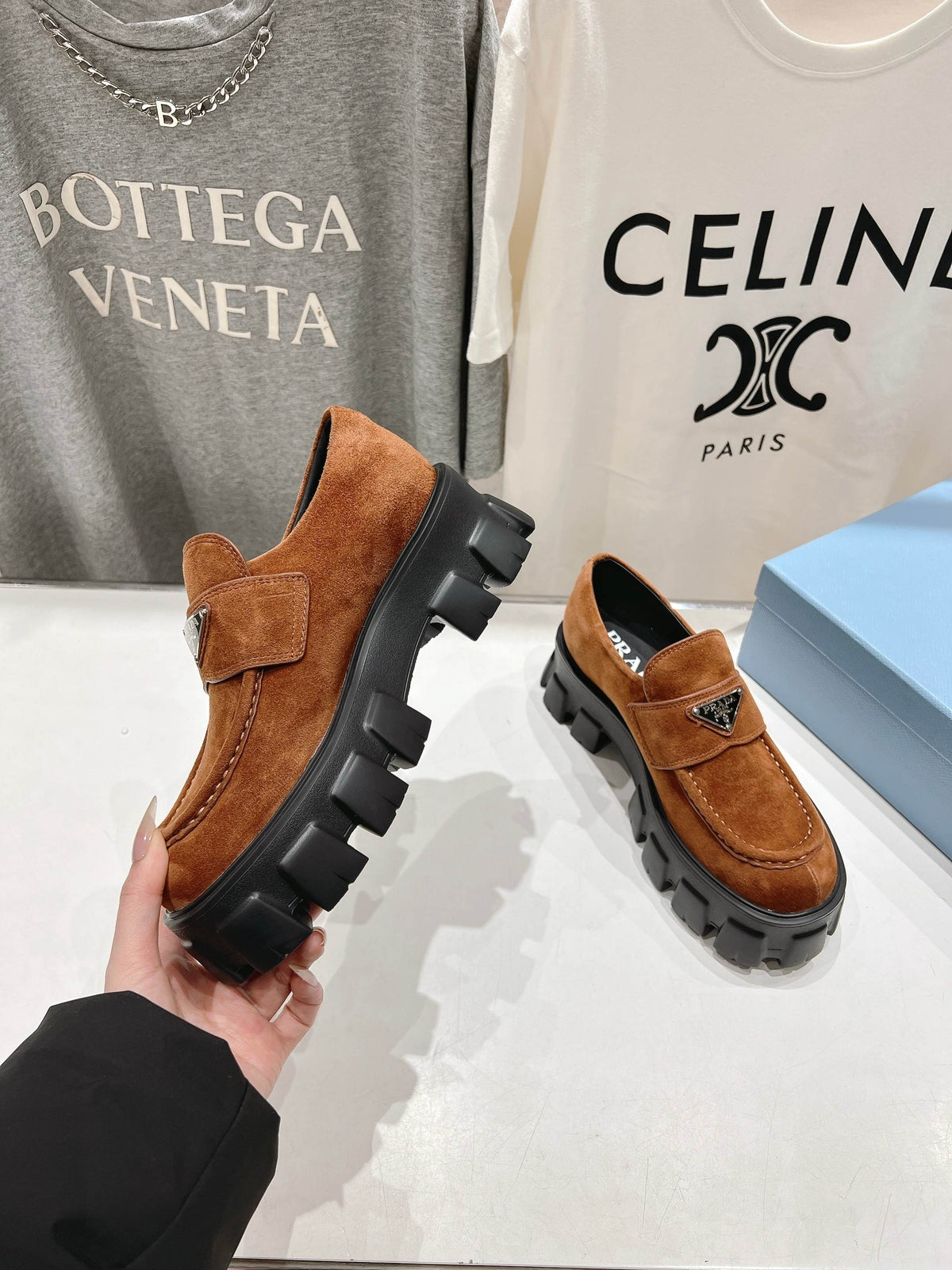 MONOLITH LOAFERS IN RED BROWN SUEDE