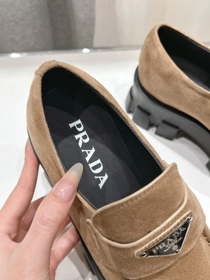 MONOLITH LOAFERS IN CAMEL BEIGE SUEDE