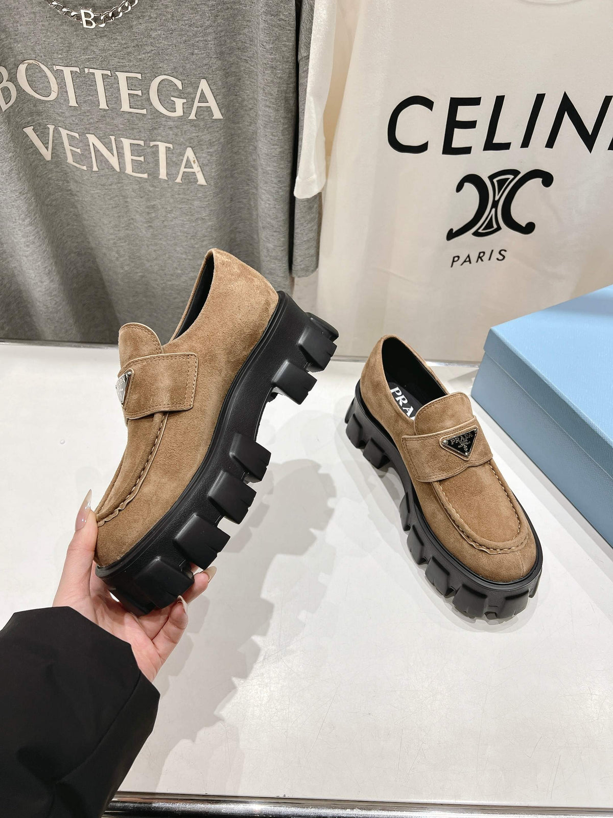 MONOLITH LOAFERS IN CAMEL BEIGE SUEDE