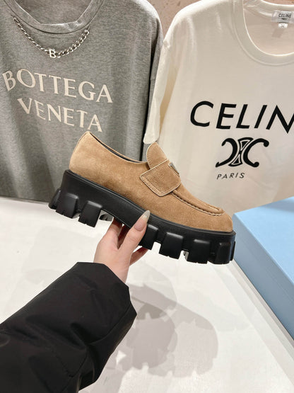 MONOLITH LOAFERS IN CAMEL BEIGE SUEDE