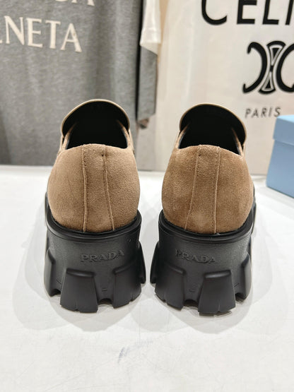 MONOLITH LOAFERS IN CAMEL BEIGE SUEDE
