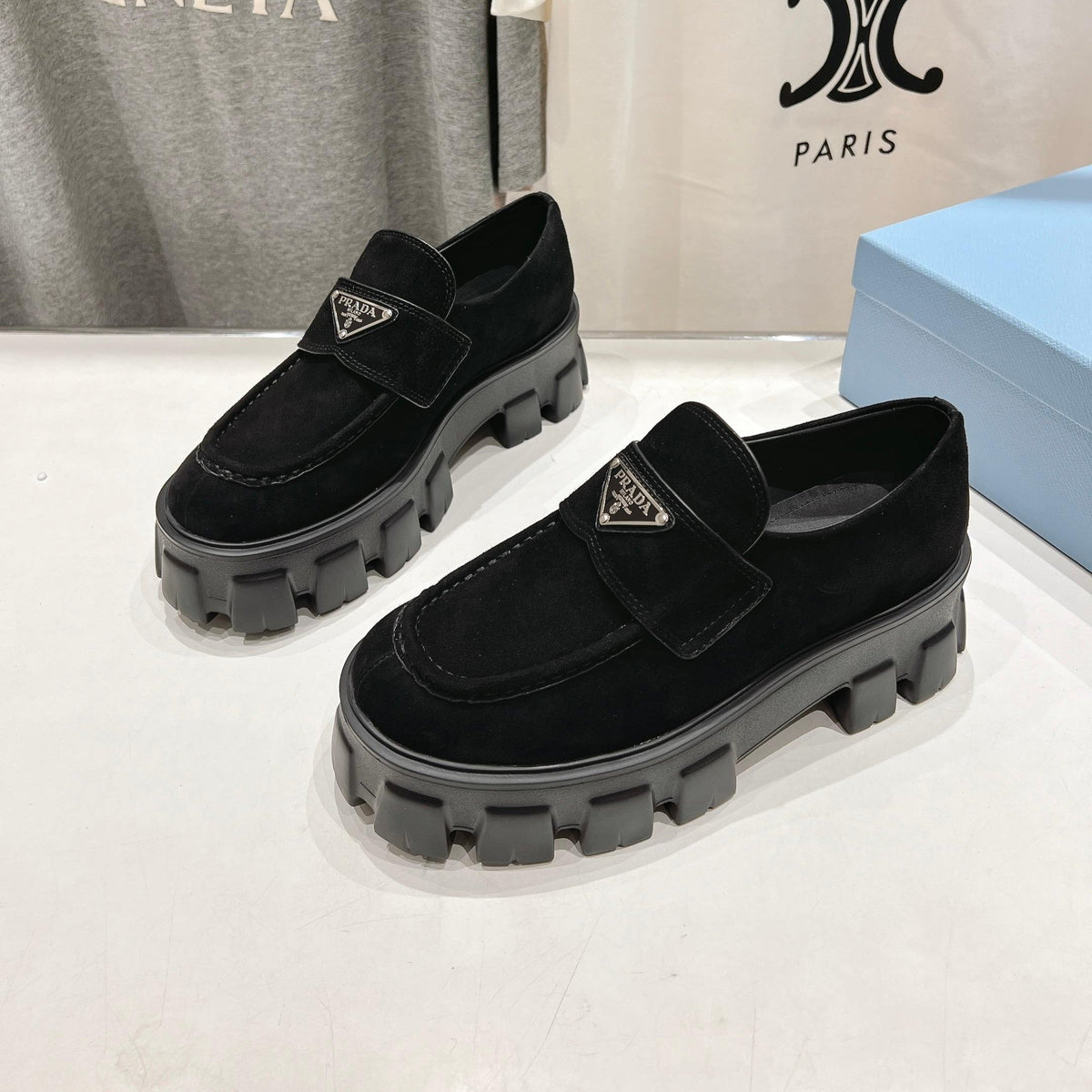 MONOLITH LOAFERS IN BLACK SUEDE