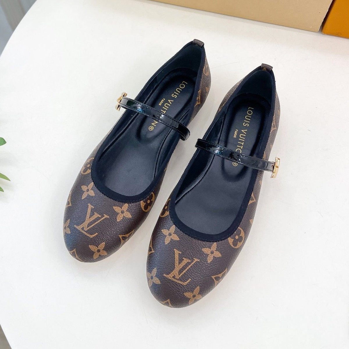 LV WOMEN ROMY FLAT BALLERINA IN CHOCOLATE BROWN MONOGRAM CALFSKIN
