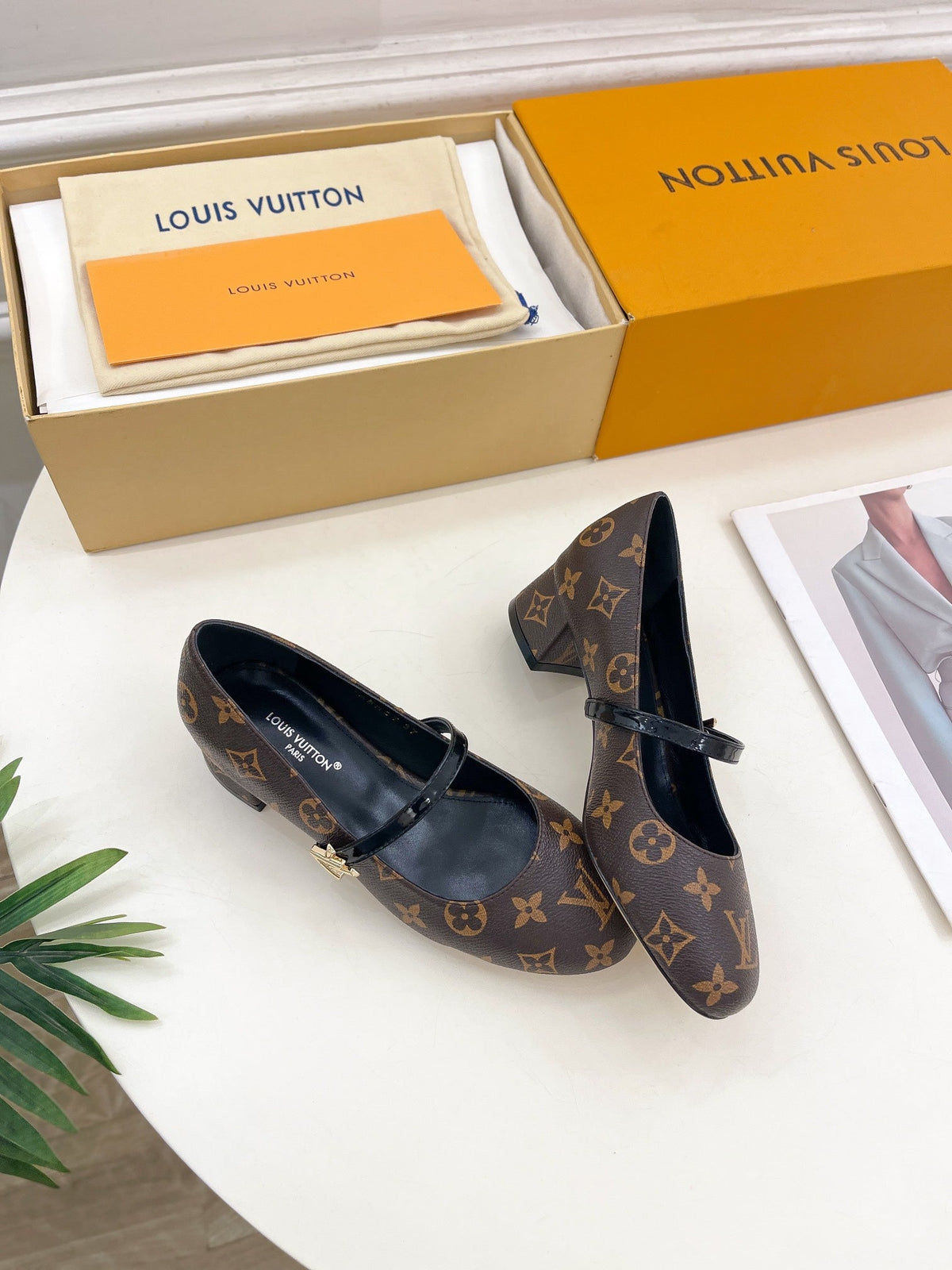 LV WOMEN ROMY HIGH BALLERINA IN CHOCOLATE BROWN MONOGRAM LAMBSKIN