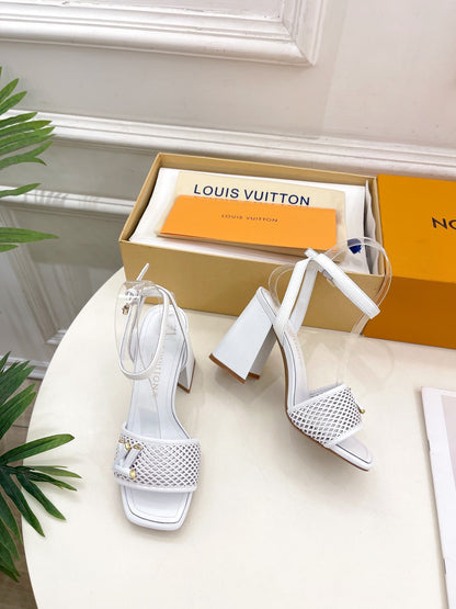LV WOMEN HIGH SANDAL IN WHITE CALFSKIN