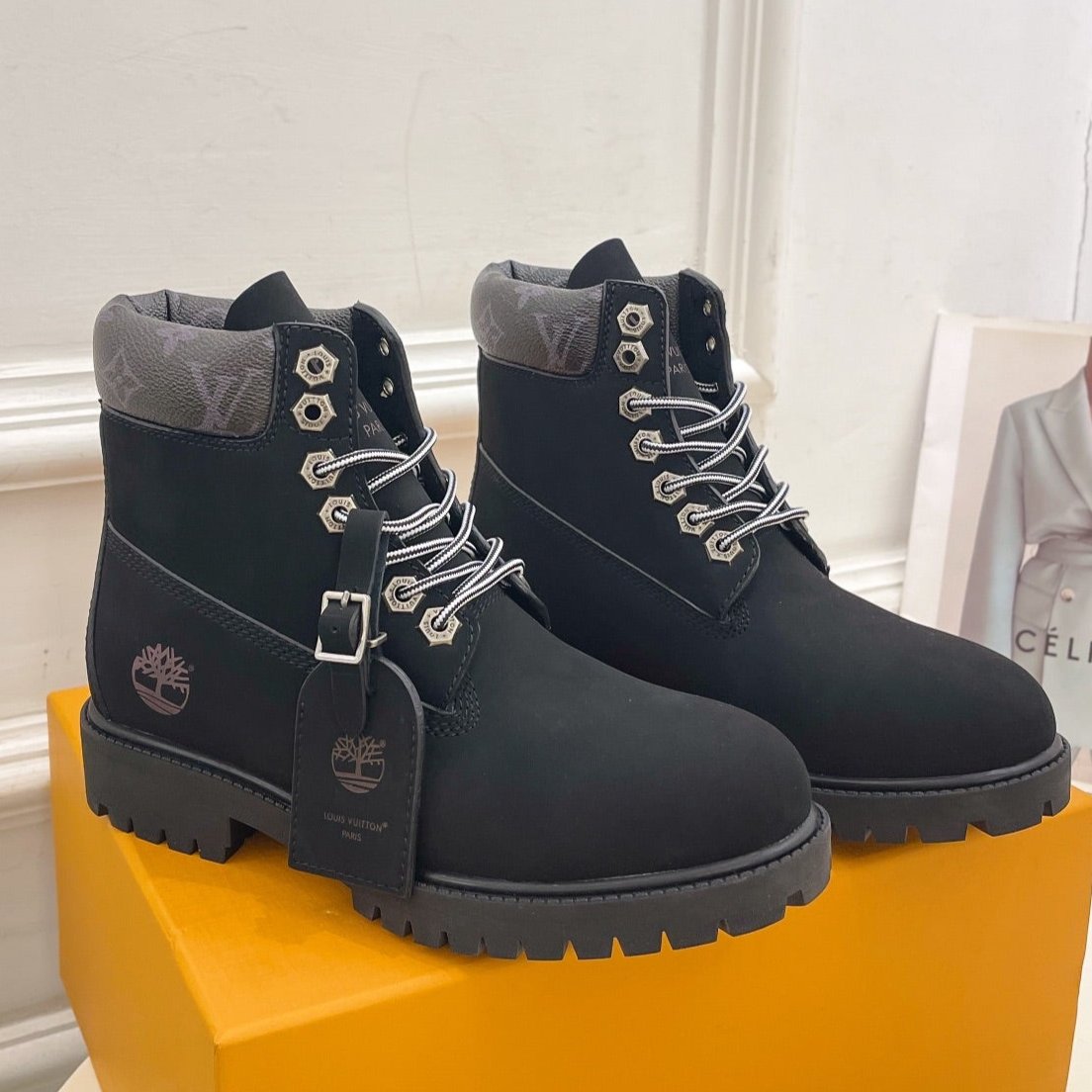 LV X TIMBERLAND MARTIN BOOT IN BLACK SUEDE