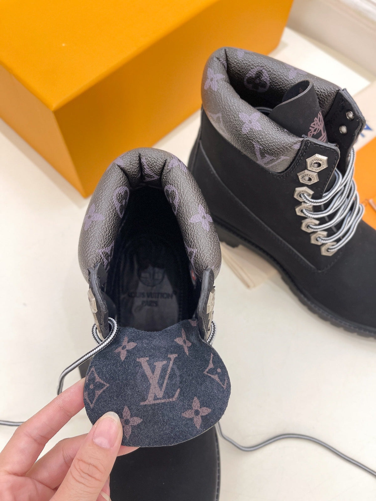 LV X TIMBERLAND MARTIN BOOT IN BLACK SUEDE