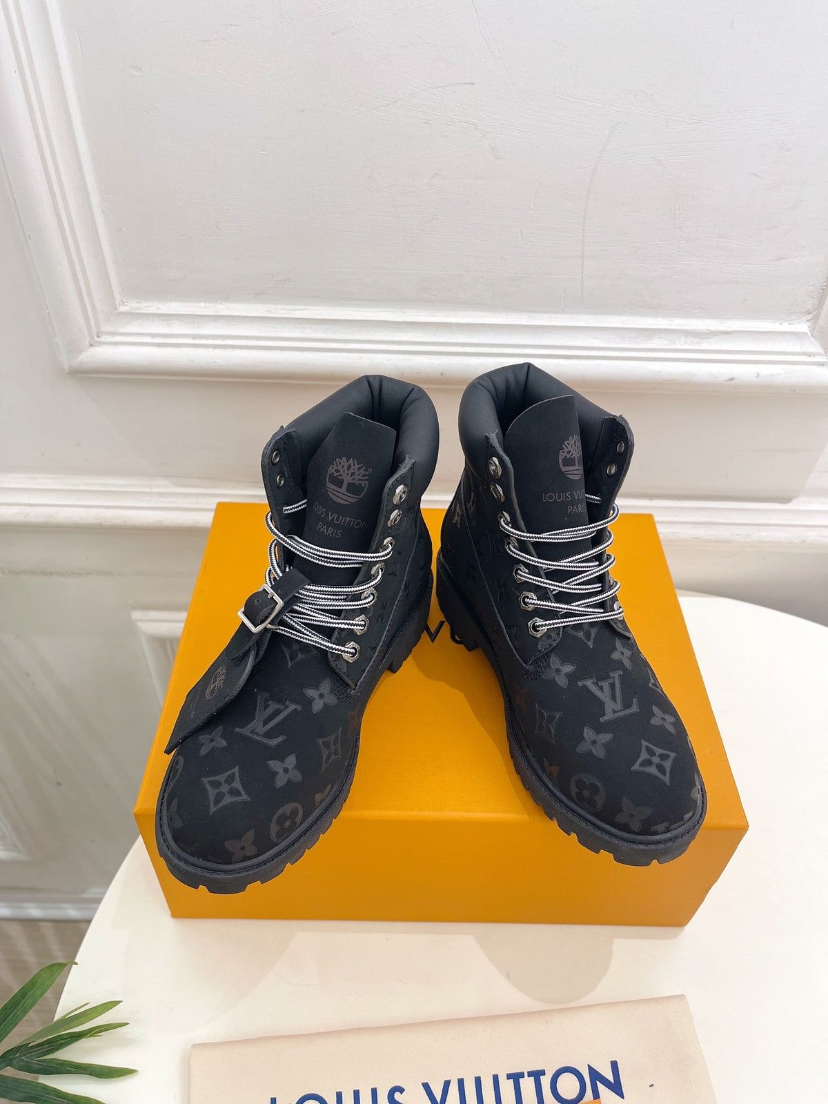 LV X TIMBERLAND MARTIN BOOT IN BLACK MONOGRAM SUEDE