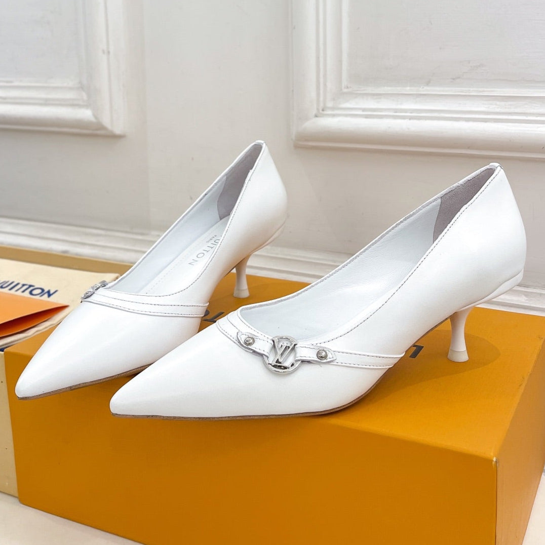 6AM HIGH PUMP 5 CM IN WHITE CALFSKIN