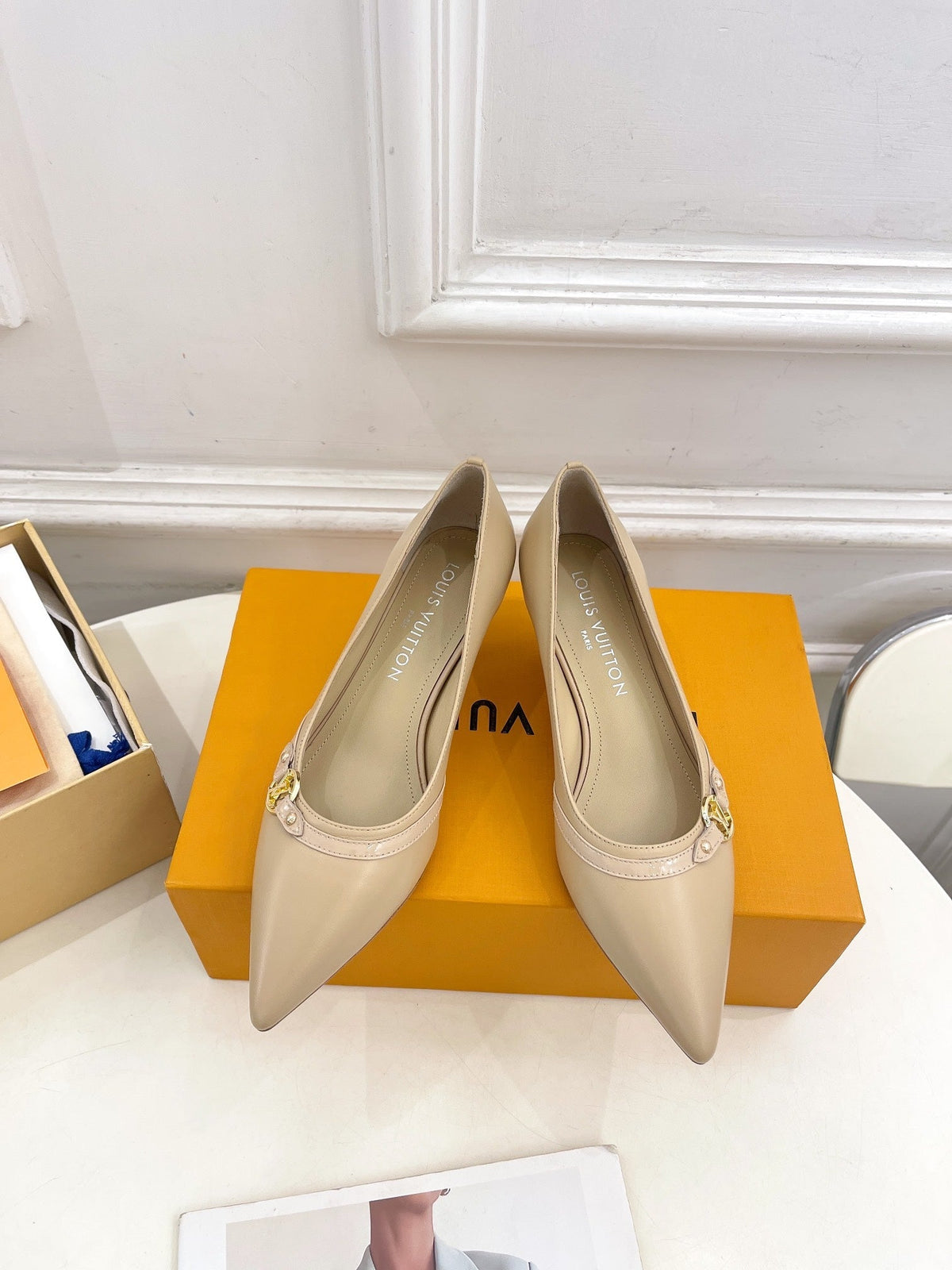 6AM HIGH PUMP 5 CM IN BISQUE BEIGE CALFSKIN