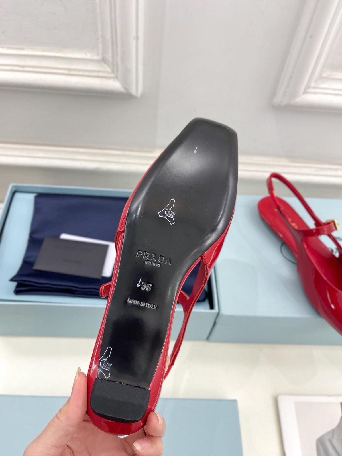 MARY JANE SLINGBACK SQUARE TOE IN CRIMSON RED PATENT SHEEPSKIN