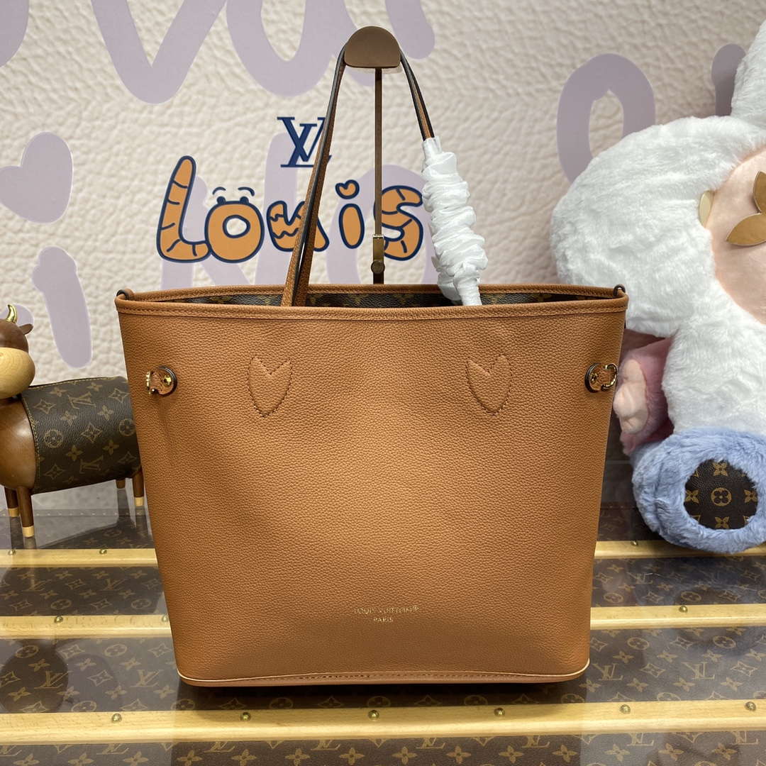 LV M12061 Louis Vuitton Reversible Neverfull Inside Out MM Handbag Brown