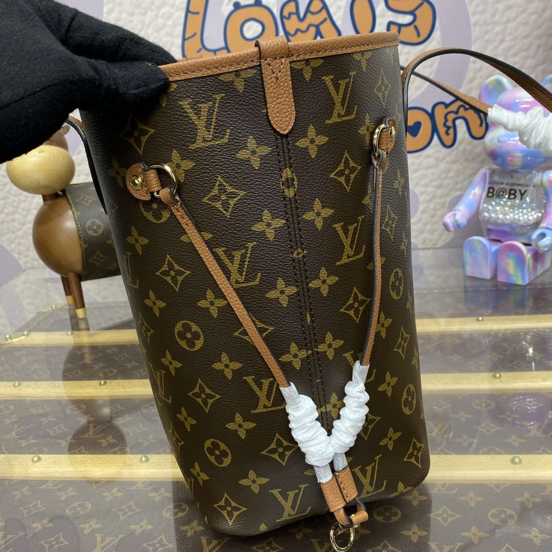 LV M12061 Louis Vuitton Reversible Neverfull Inside Out MM Handbag Brown