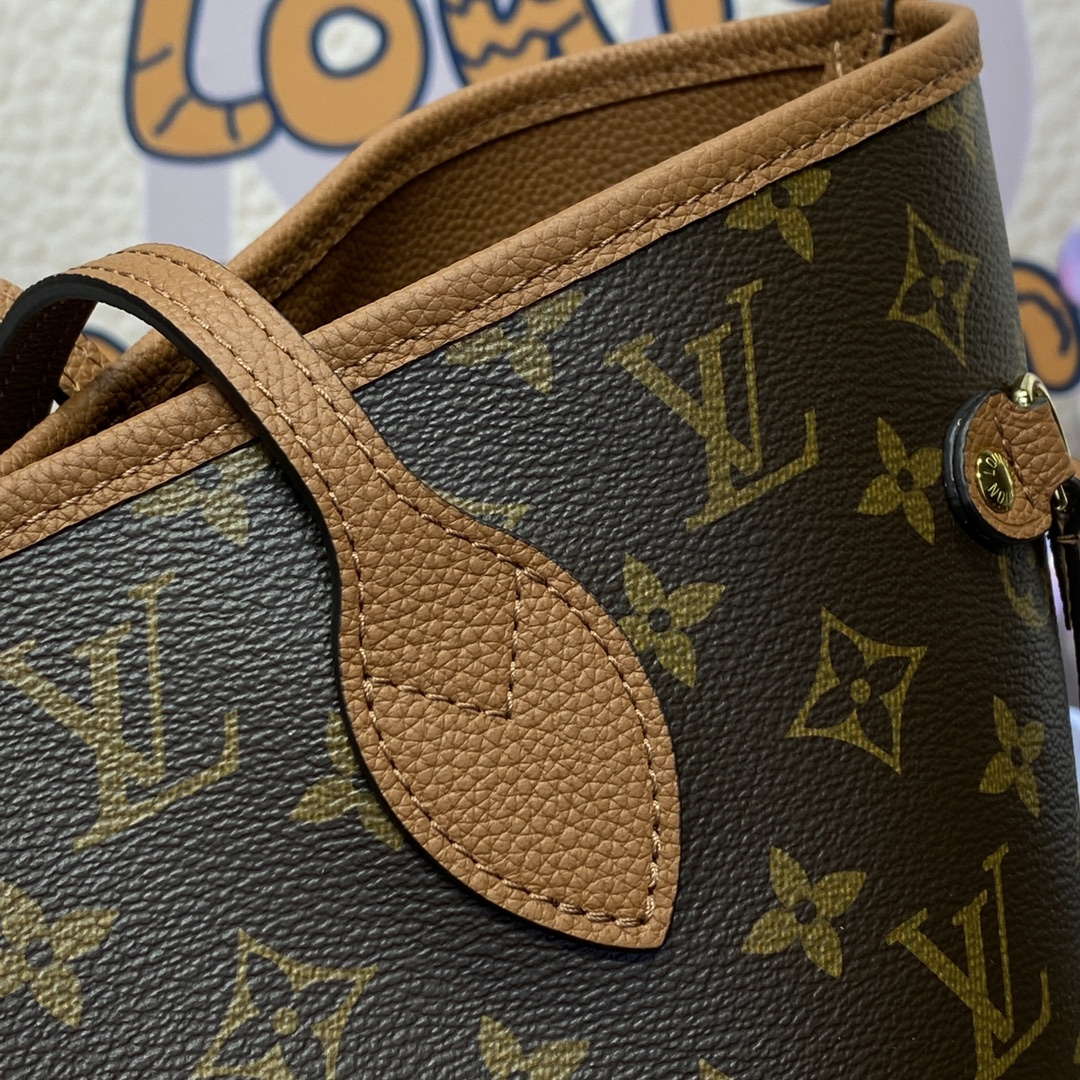 LV M12061 Louis Vuitton Reversible Neverfull Inside Out MM Handbag Brown