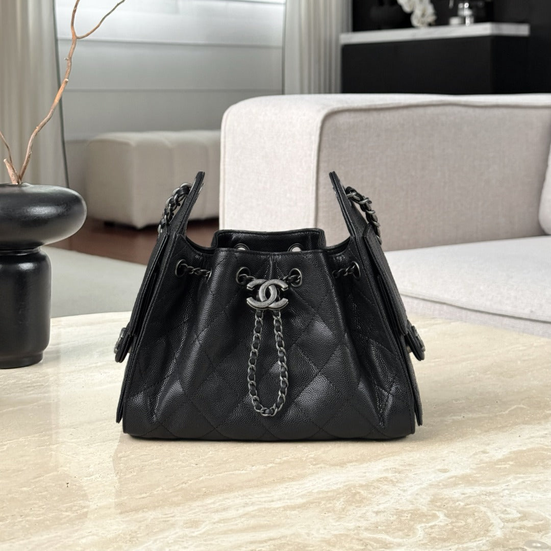 CHANEL 25 Bag Mini Black with Sliver Hardware