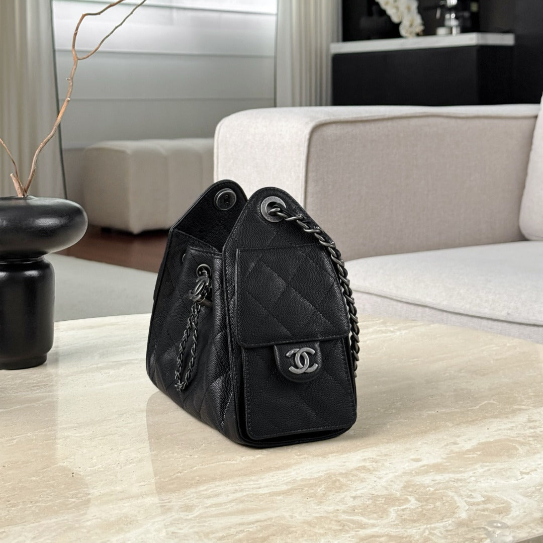 CHANEL 25 Bag Mini Black with Sliver Hardware