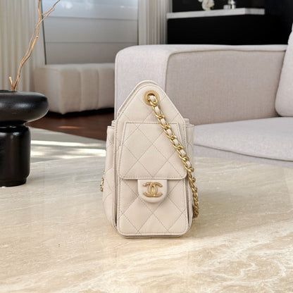 CHANEL 25 MINI SIZE BEIGE WITH GOLD HARDWARE