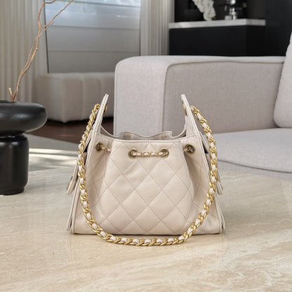 CHANEL 25 MINI SIZE BEIGE WITH GOLD HARDWARE