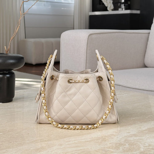 CHANEL 25 MINI SIZE BEIGE WITH GOLD HARDWARE