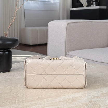 CHANEL 25 MINI SIZE BEIGE WITH GOLD HARDWARE