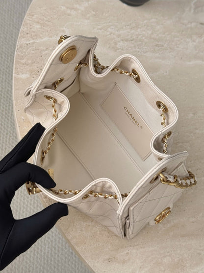 CHANEL 25 MINI SIZE BEIGE WITH GOLD HARDWARE