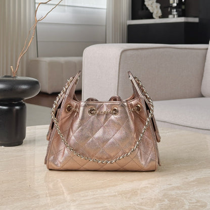 CHANEL 25 Bag Mini Rose Gold Caviar Leather