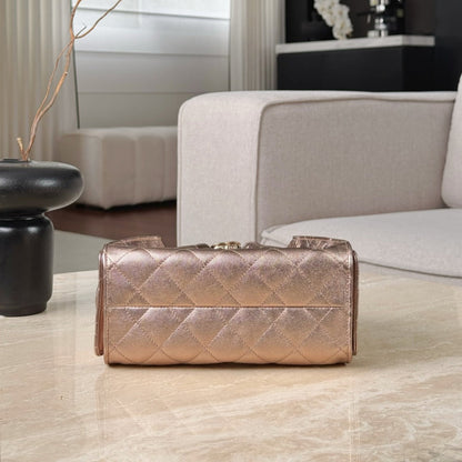 CHANEL 25 Bag Mini Rose Gold Caviar Leather