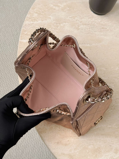 CHANEL 25 Bag Mini Rose Gold Caviar Leather