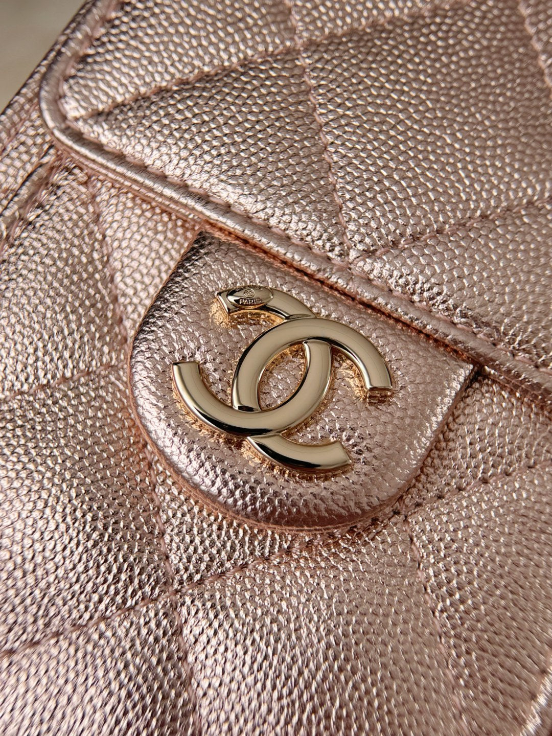 CHANEL 25 Bag Mini Rose Gold Caviar Leather