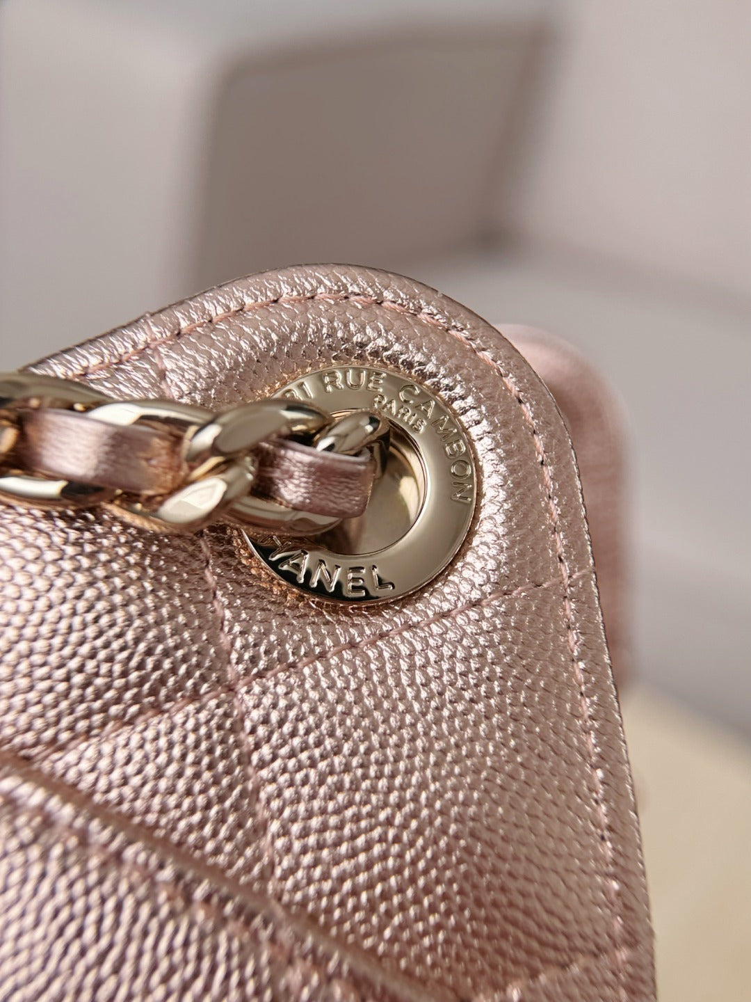 CHANEL 25 Bag Mini Rose Gold Caviar Leather