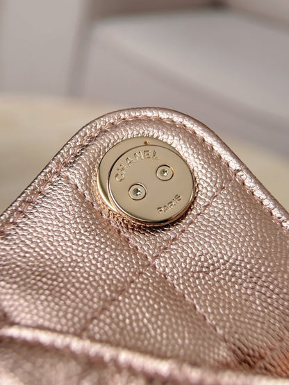 CHANEL 25 Bag Mini Rose Gold Caviar Leather
