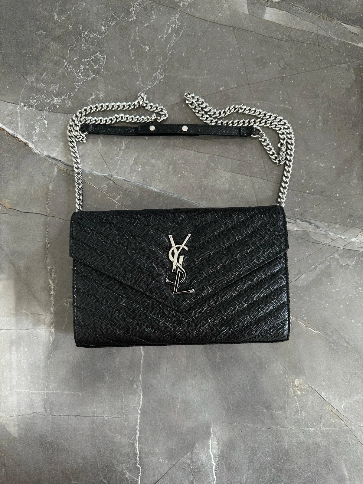 YSL Woc black with sliver hardware