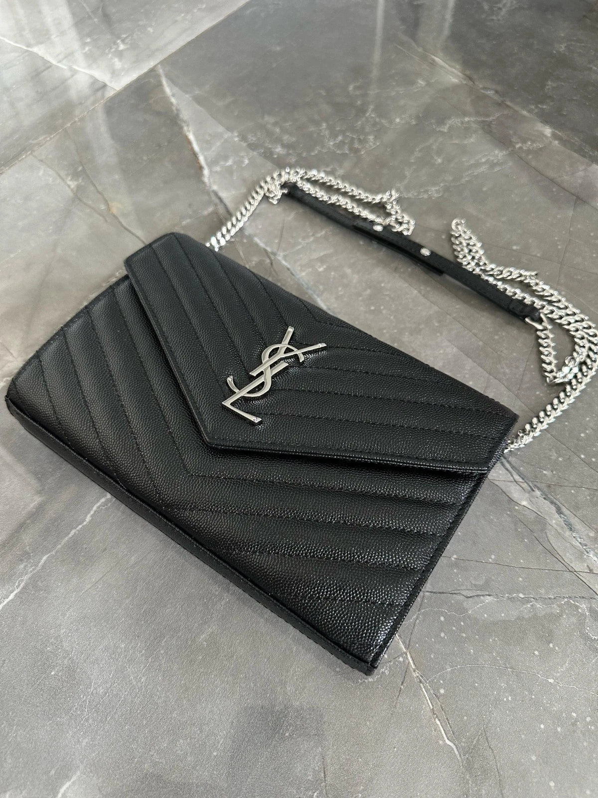 YSL Woc black with sliver hardware