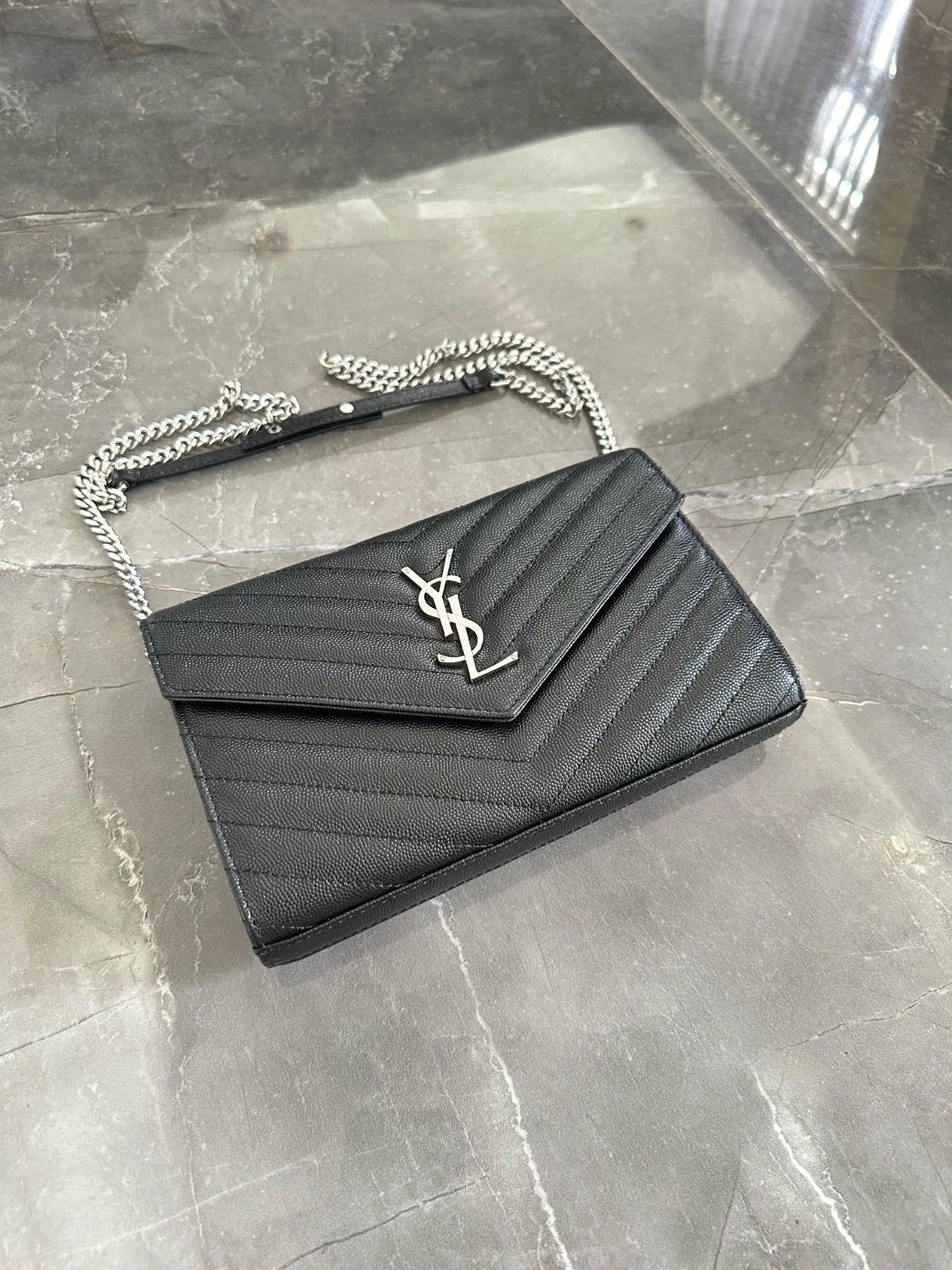 YSL Woc black with sliver hardware