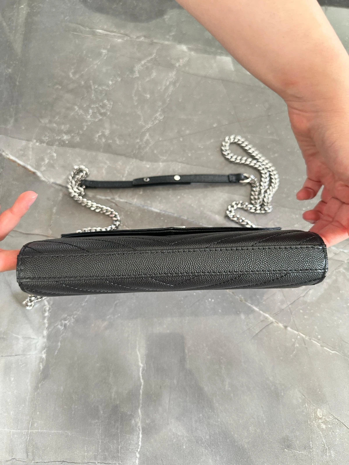 YSL Woc black with sliver hardware