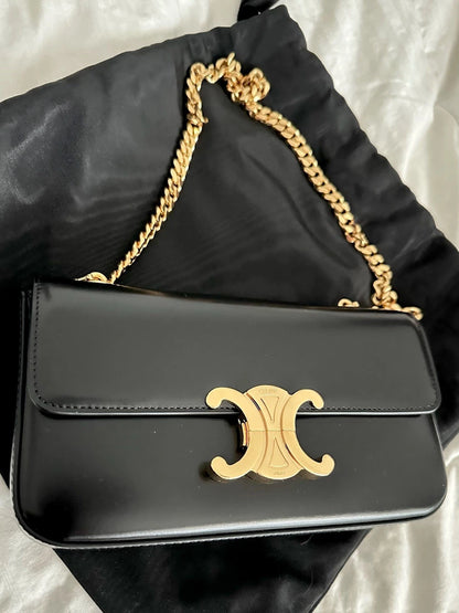 Celine Chain Shoulder Bag Claude in Shiny Calfskin
