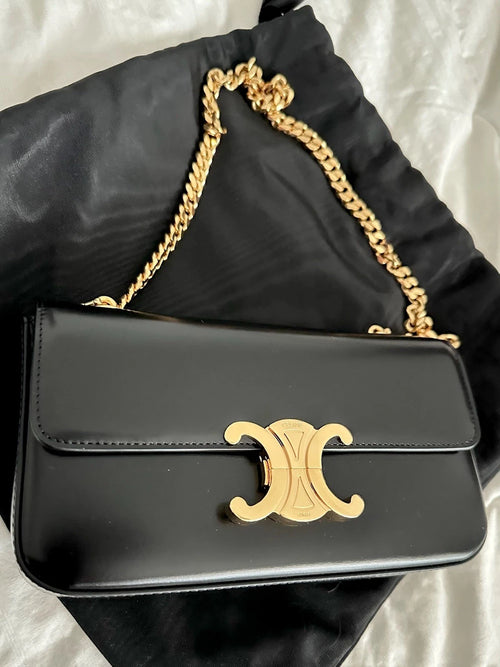 Celine Chain Shoulder Bag Claude in Shiny Calfskin