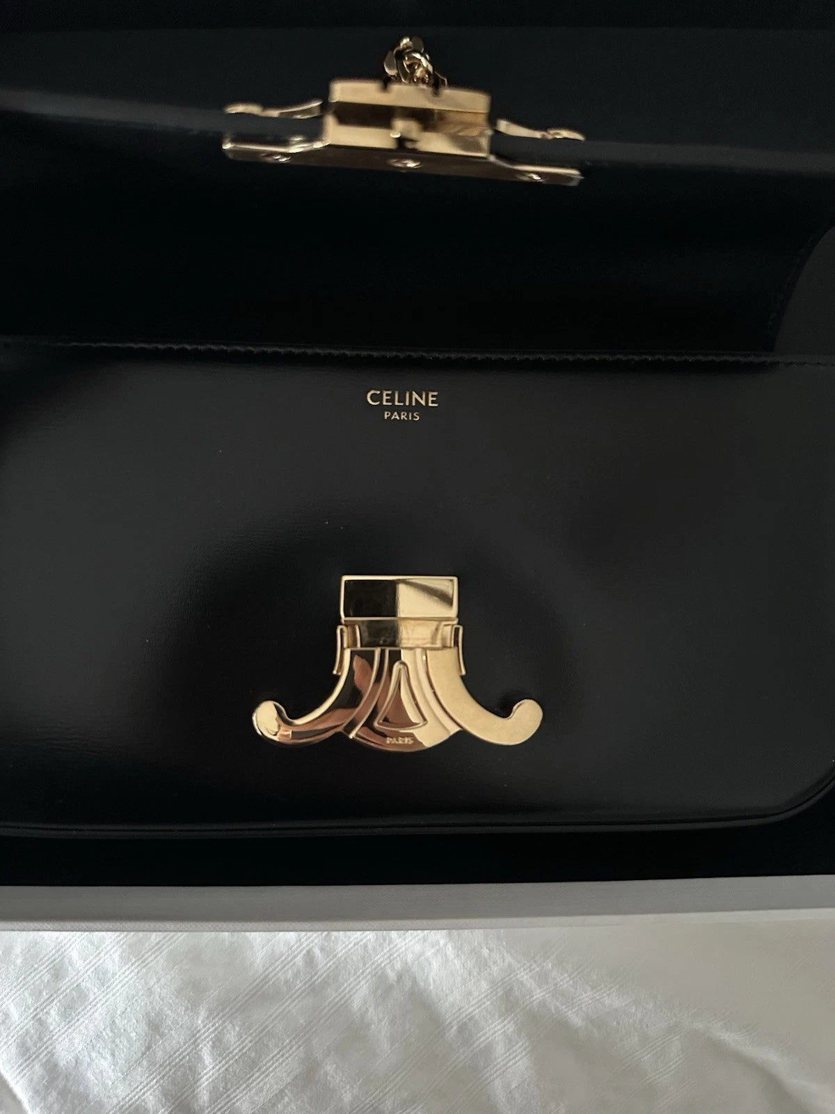 Celine Chain Shoulder Bag Claude in Shiny Calfskin