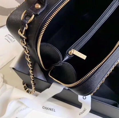 Chanel Filigree Vanity Case Quilted Caviar Gold – Black