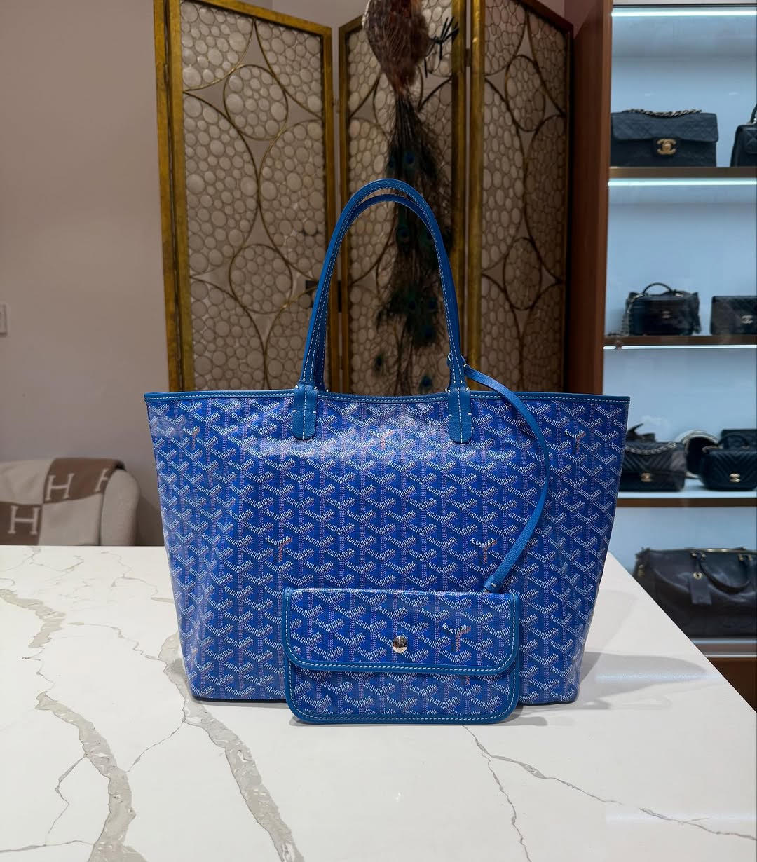 Goyard Anjou PM Reversible Tote Bag in Blue Goyardine