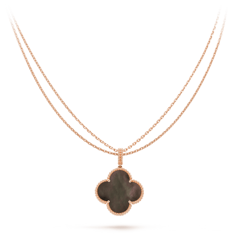 CLOVER GOLD DARK MOP BIG CLOVER NECKLACE