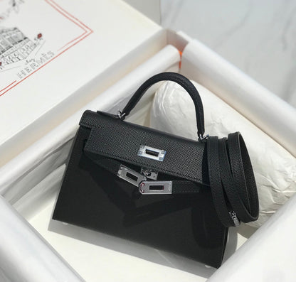 HN MINI 20 BLACK EPSOM SILVER HARDWARE