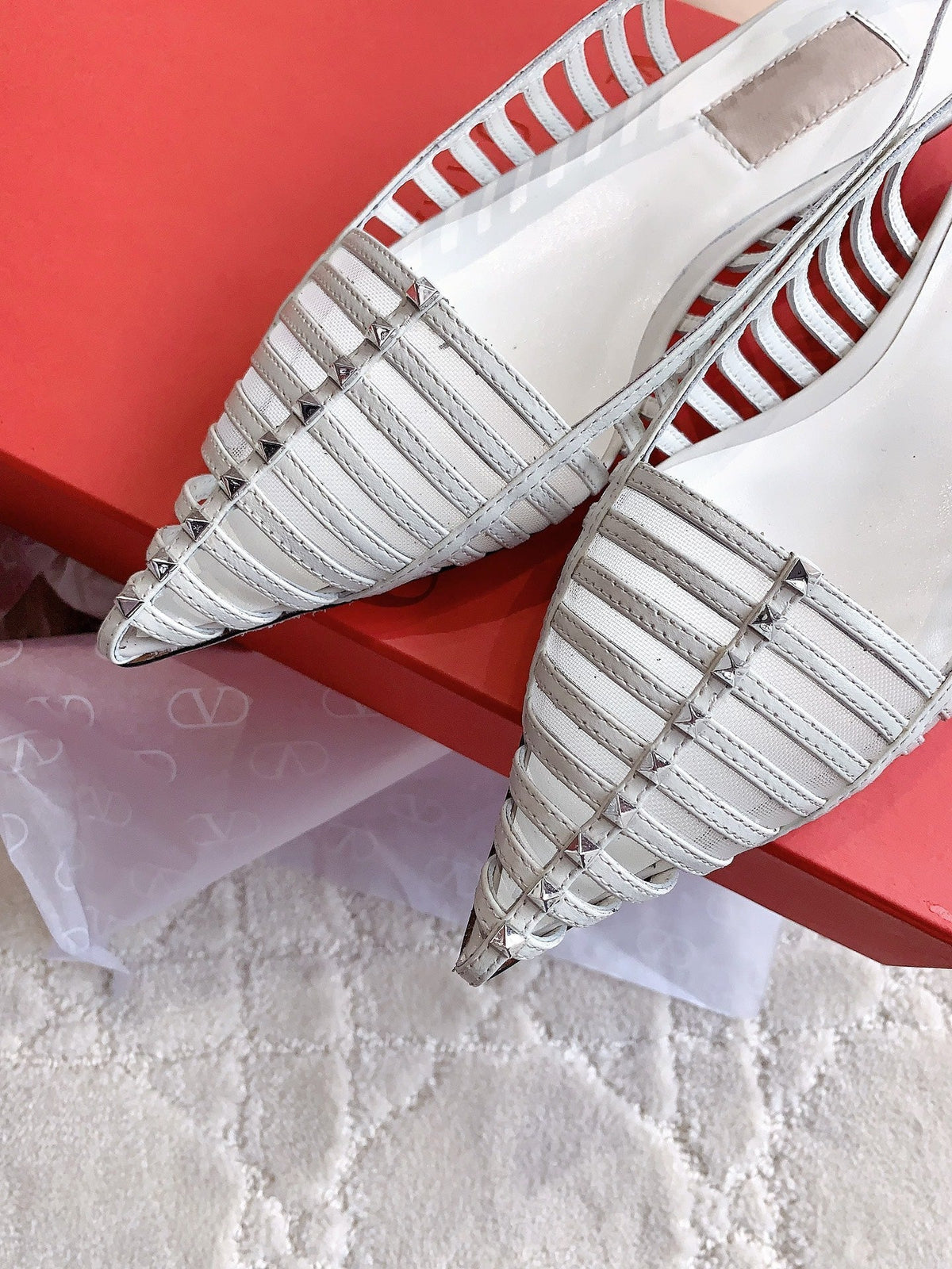 Mesh Slingback Ballerina White