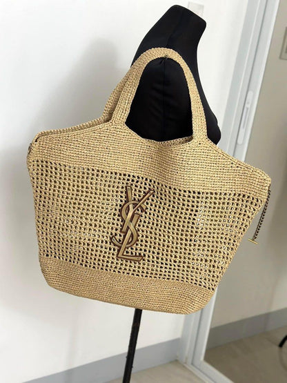 YSL Saint Laurent Icare Maxi raffia tote bag