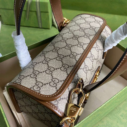 Gucci 1955 Luxury Women’s Handbag with Brown Handle 23x16x12cm