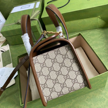 Gucci 1955 Luxury Women’s Handbag with Brown Handle 23x16x12cm